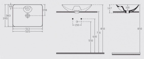 Раковина ISVEA SistemaY Clear накладная 525*395*147 1 цвет белый 10SY50052SV