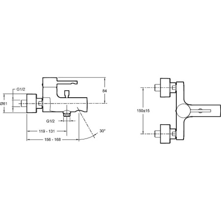 Смеситель для ванны Jacob Delafon Cuff E45532-CP Хром