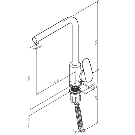 F8005022 Like, Смеситель для кухни AM.PM L-образный излив, черный