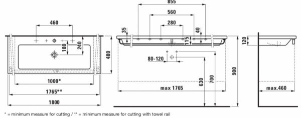 Умывальник Laufen Living Square 8164380001351 180x48x12