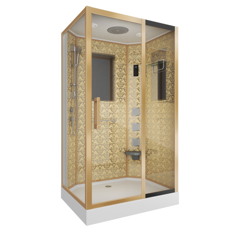 Душевая кабина Niagara Luxe NG-7711GR (90x120х215) низкий поддон(15см),дверь раздвижная,стенки золото