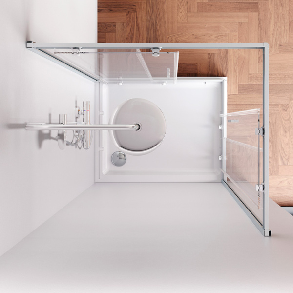 W90G-404-100280-MT Gem Душевое ограждение AM.PM 100х80 прям.,стекло прозрачное, профиль мат.серебро,без поддона