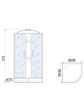 Душевая кабина River REIN 80/24 MT 800х800х2100мм