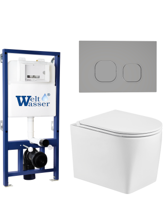 Комплект инсталляции с унитазом Weltwasser BAMBERG 525 + NESENBACH 004 GL-WT + BAMBERG CR
