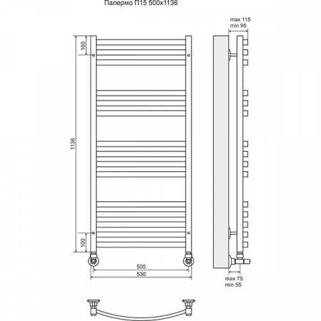 Полотенцесушитель Terminus Палермо П15 500х1136