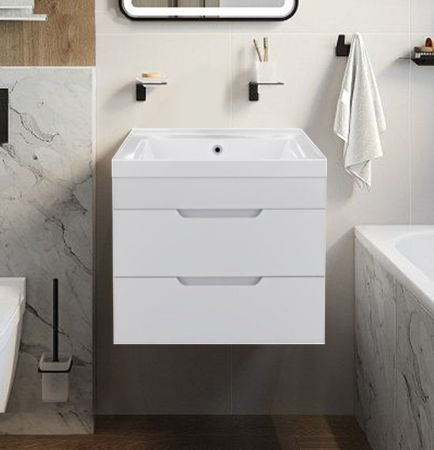 Тумба подвесная Toppus Satin 60 9811.004, белый глянец, с умывальником Fest