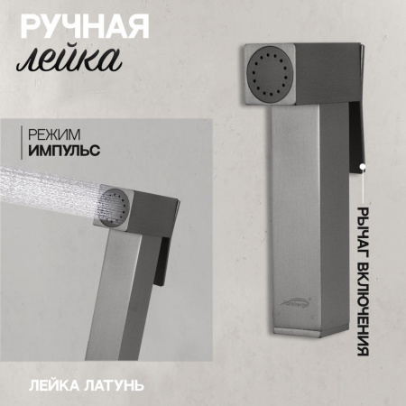 Смеситель встраиваемый с гигиеническим душем Hansberge H3077 Графит