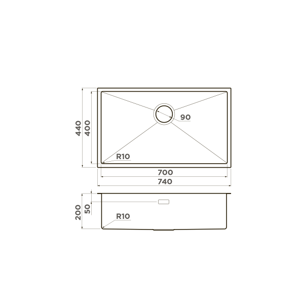 Кухонная мойка Omoikiri Taki 74-U/IF-LG нерж. сталь/светлое золото 4993499