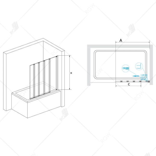 Шторка на ванну RGW SC-21 03112112-11 прозрачное стекло, хром