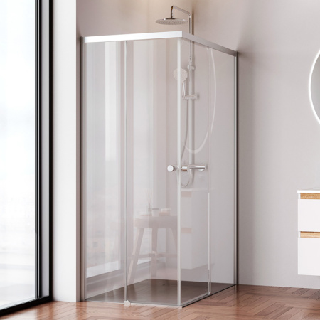 W94G-403-12080-MТ Душевое ограждение AM.PM X-Joy Square Slide 120х80, мат хром, прозрачное