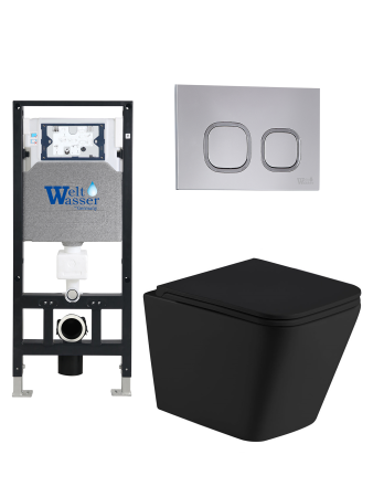 Комплект инсталляции с унитазом Weltwasser AMBERG 506 + GELBACH 043 MT-BL + AMBERG RD-CR