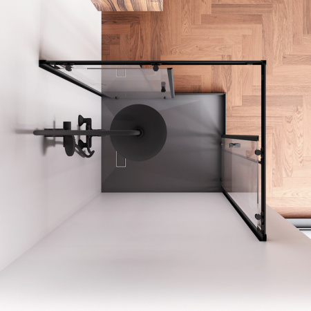 W87G-403-10080-BT Sunny Душевое ограждение AM.PM прямоугольное, раздвижн двери 100x80 черный,стекло прозрачн