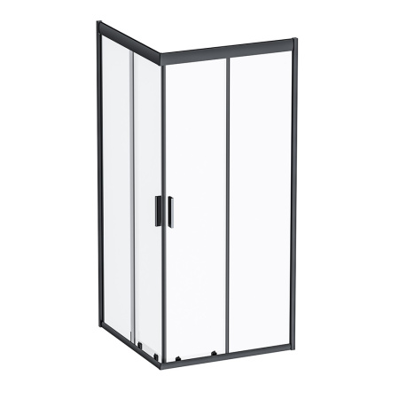 W90G-403-090BT Душевое ограждение AM.PM Gem Square Slide 90x90 стекло прозрачное, профиль черный матовый
