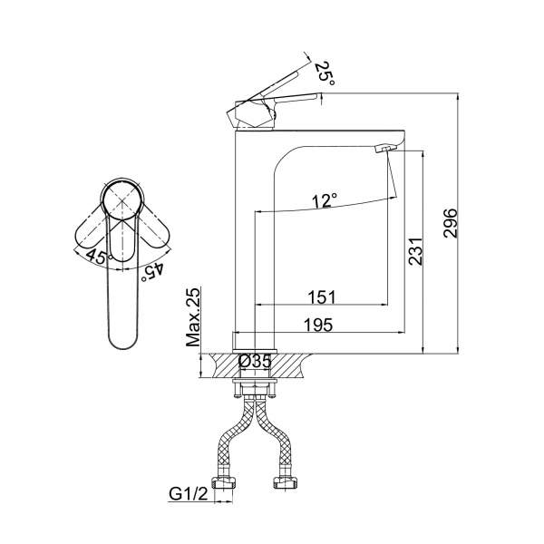 Смеситель для раковины D&K Rhein DA1392001, хром