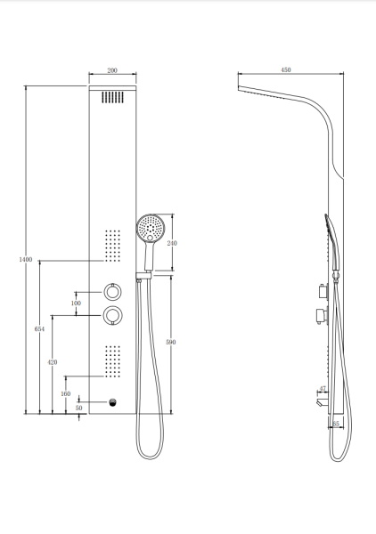 Душевая панель Taliente TA-G-S01C+s прямоугольная настенная