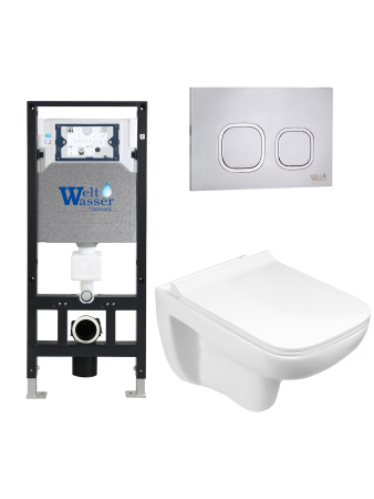 Унитаз с инсталляцией WeltWasser AMBERG 506 + KEHLBACH 004 GL-WT + AMBERG RD-MT CR