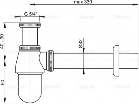 Сифон для умывальника AlcaPlast A431-BL-01