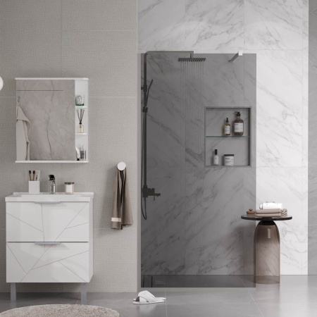 Душевая перегородка, ограждение Reflexion RX200100TCR-19 Walk in 200x100см, тонированное закаленное стекло 8мм, хромированный профиль