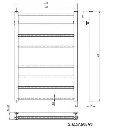 Полотенцесушитель Stinox Classic водяной 50x80