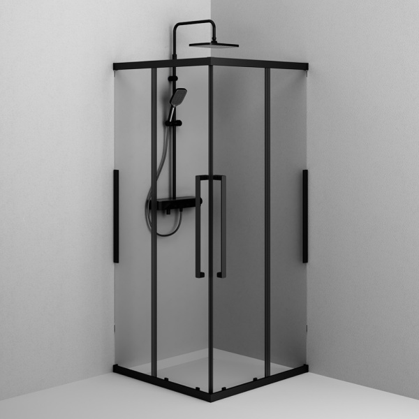 W84G-403-9090-BТ Душевое ограждение AM.PM Func Square Slide 90х90, черный, прозрачное