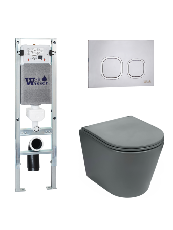 Комплект инсталляции с унитазом Weltwasser AMBERG 350 ST + SALZBACH 041 MT-GR + AMBERG RD-MT CR
