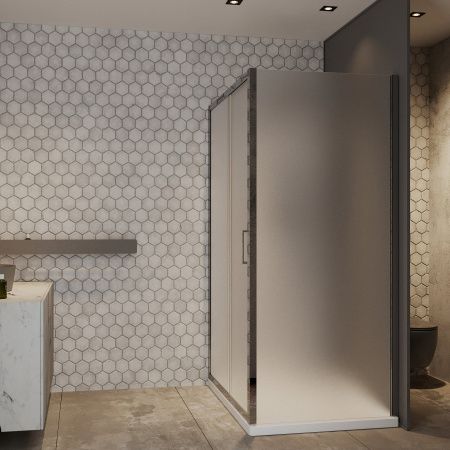 Душевой уголок Roxen Caspia 55060-100C (100х80) стекла матовые/профиль хром