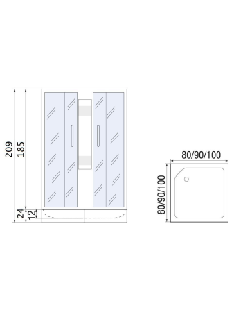 Душевой уголок River MORAVA XL 80/24 МТ без поддона