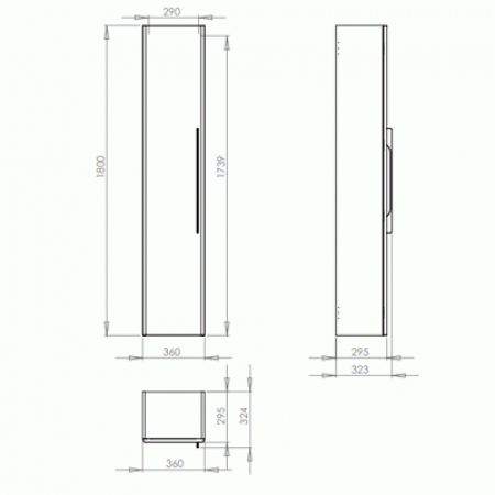 Шкаф-пенал Kolo TRAFFIC 88420000 36x180x29.5 cм, платиновый глянец