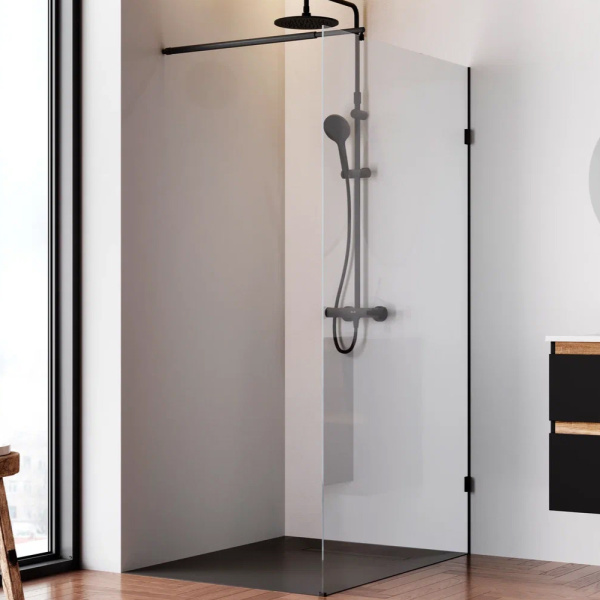 W94WI-110-F1-BTE Душевая перегородка AM.PM X-Joy 110x195, стекло прозр. 6 мм + покрытие, фурнитура черный