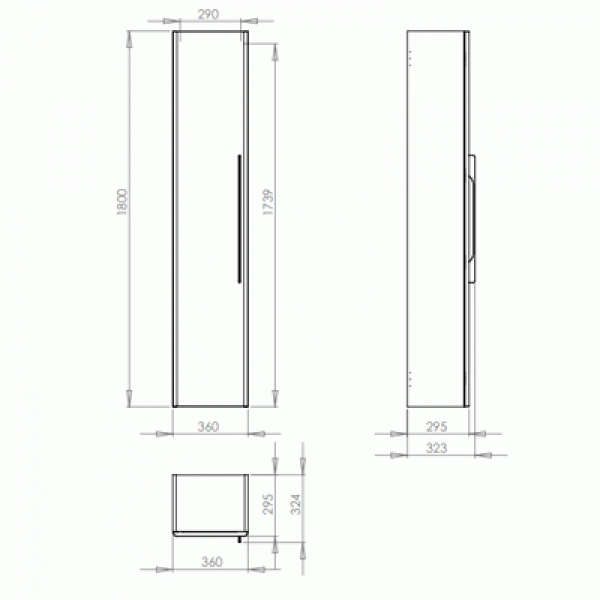 Шкаф-пенал Kolo TRAFFIC 88420000 36x180x29.5 cм, платиновый глянец