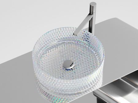 Умывальник чаша накладная круглая Ceramicanova Cristal 360*360*112мм, неон, CN6059