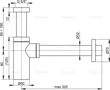 Сифон для умывальника AlcaPlast A400