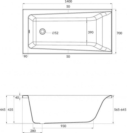 Акриловая ванна Cersanit Lorena 140x70 63345
