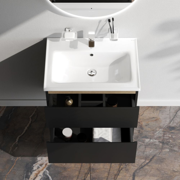 M85AFHX0652BM X-Joy База под раковину AM.PM, подвесная, 65 см, 2 ящика, черный матовый