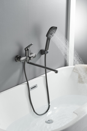 Смеситель для ванны Shevanik S8522T, оружейная сталь