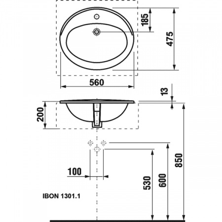 Roca Adora 56x47 Раковина встраиваемая
