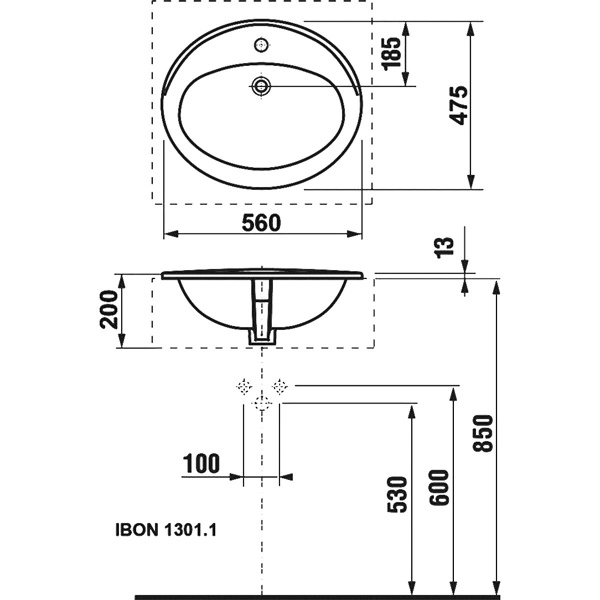 Roca Adora 56x47 Раковина встраиваемая