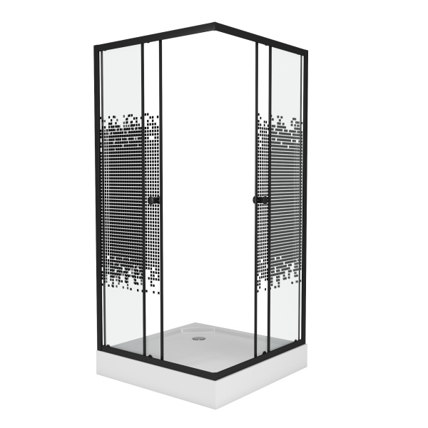 Душевой уголок Niagara Eco NG-010-14Q BLACK (100х100х195) низкий поддон(13см),черный,стекло мозаика ,
