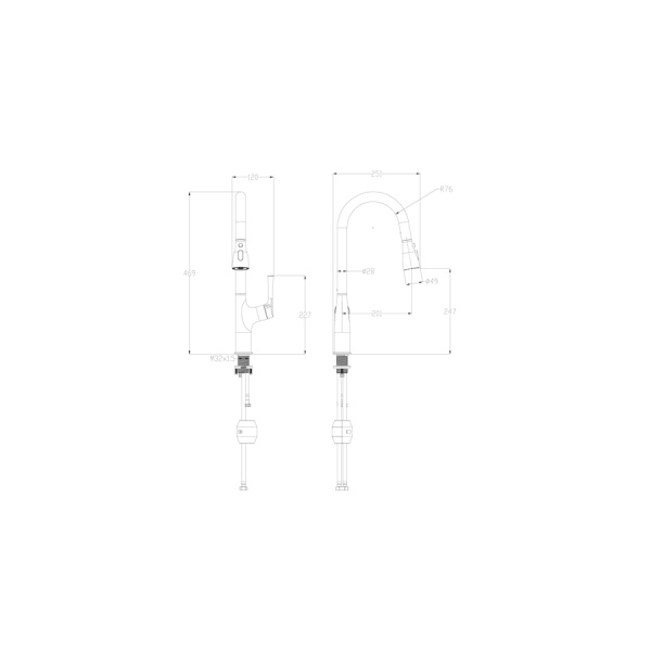 Смеситель для кухни с выдвижным изливом WONZON & WOGHAND, Темный графит (WW-AE54123-BGG)