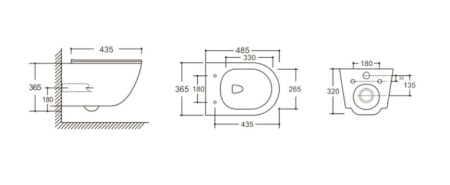 Унитаз ORLTER UF подвесной безободковый, сиденье дюропласт с микролифтом Ceruttispa CT10361 (485х365х360)