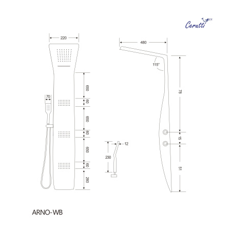 Душевая панель Cerutti SPA ARNO WB  CT9655