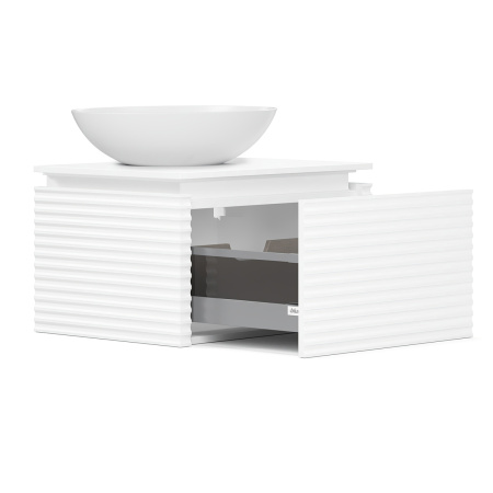 Тумба под умывальник Belux Дубай подвесная 68 с подсветкой, белая матовая