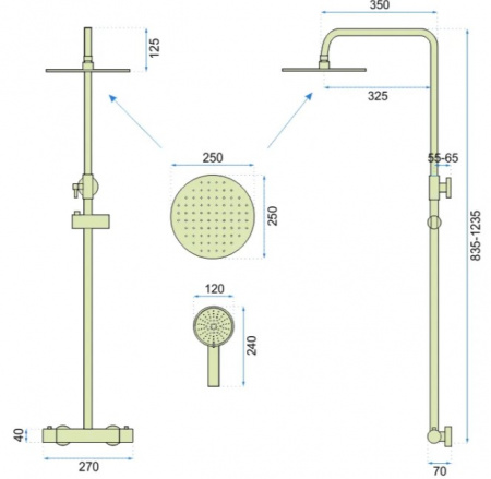Душевая система Rea Vincent REA-P8005 (золотой)