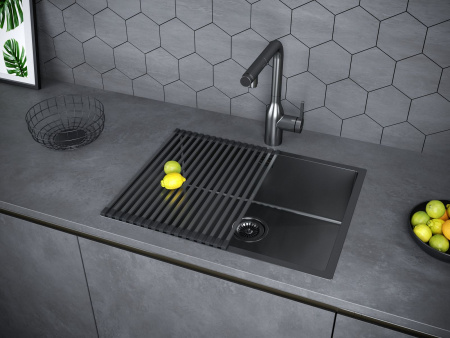 Мойка Paulmark NEXT 58 UNI PM215844-GM 440х580х200 мм, нержавеющая сталь, вороненая сталь