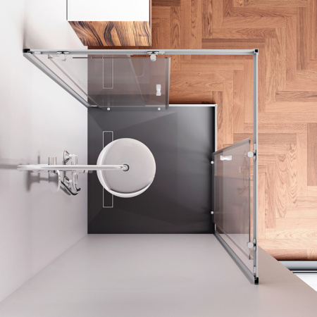 W87G-403-100100-MT Sunny Душевое ограждение AM.PM квадратное, раздвижн двери 100x100 серебро,стекло прозрачн