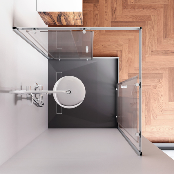 W87G-403-100100-MT Sunny Душевое ограждение AM.PM квадратное, раздвижн двери 100x100 серебро,стекло прозрачн