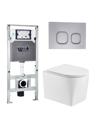 Унитаз с инсталляцией WeltWasser AMBERG 506 ST + NESENBACH 004 GL-WT + AMBERG RD-CR