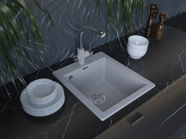 Мойка Paulmark KANTE 40 PM104249-GR 490х415х195 мм, IT-GRANIT, серый