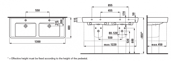 Умывальник Laufen Pro A 8149670001091 130x48x11