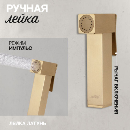 Смеситель встраиваемый с гигиеническим душем Hansberge H3077 Золото матовый